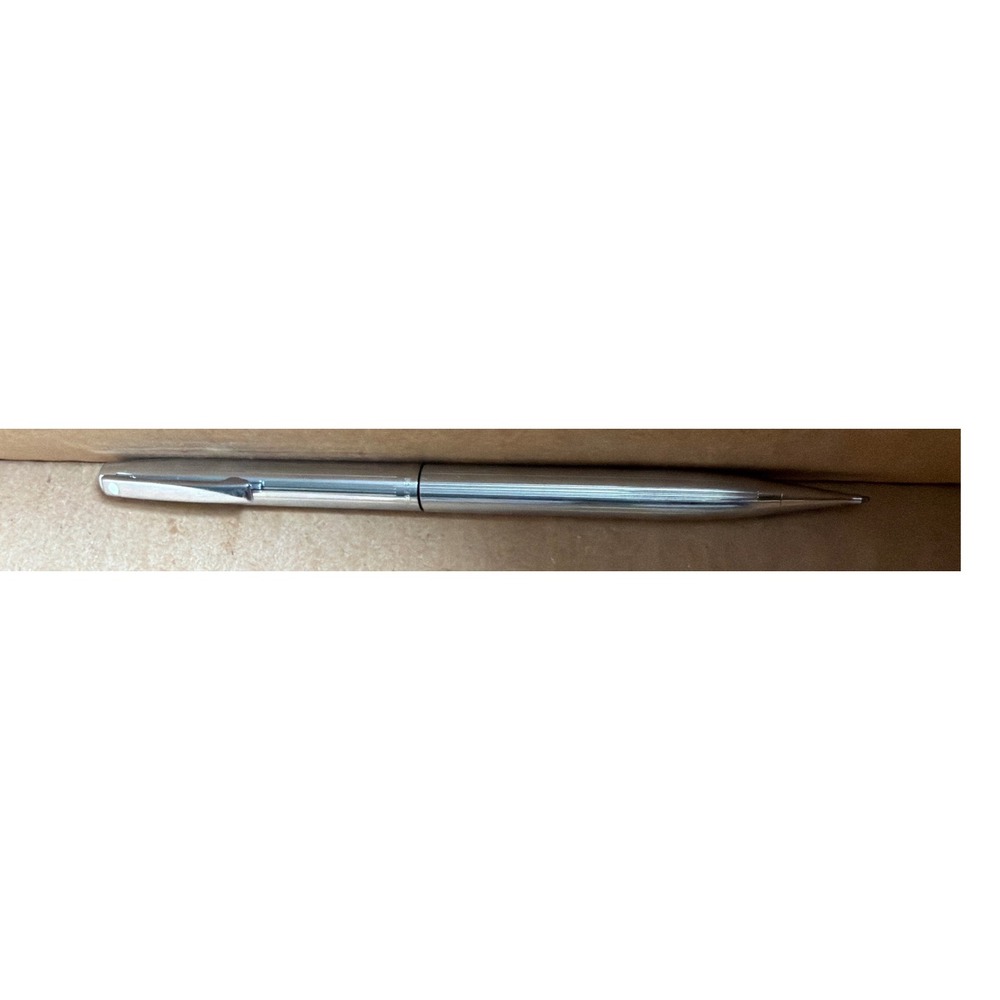 Vintage Sheaffer Mechanical Pencil Brushed Chrome Silver ribbed Twist Action USA